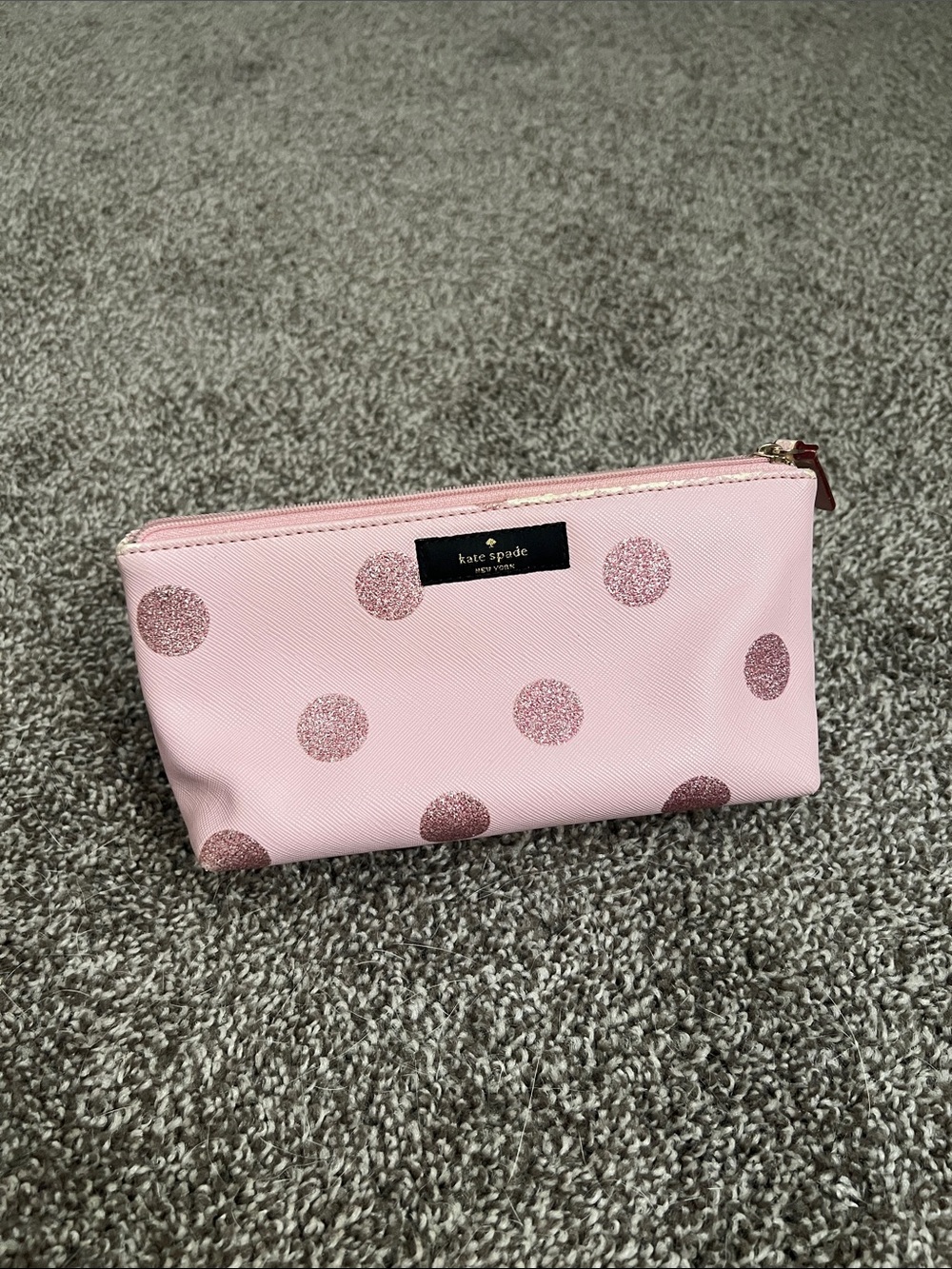 kate spade | Pink Glitter Polka Dot Cosmetic Pouch